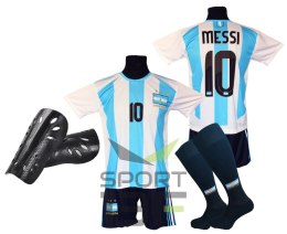 MESSI komplet strój piłkarski ARGENTYNA - r + ochraniacze