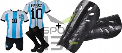 MESSI komplet strój piłkarski ARGENTYNA - r + ochraniacze