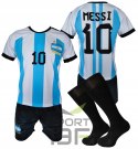 MESSI komplet strój piłkarski ARGENTYNA - r + ochraniacze