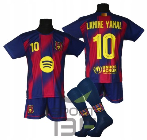 Strój piłkarski dla dzieci LAMINE YAMAL + getry + opaska - rozmiar